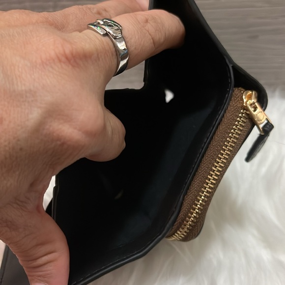 NWT Coach Small Trifold Wallet Colorblock Signature Khaki Terracotta with Rivet - Picture 6 of 11